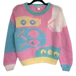 Vintage Jeff Laurent Pastel Colourblock Chunky Knitted Sweater